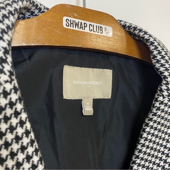 BANANA REPUBLIC jacket blazer houndstooth black white - Picture 2 of 5